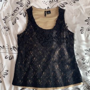 New Directions Black Lace Petite Top (PL)